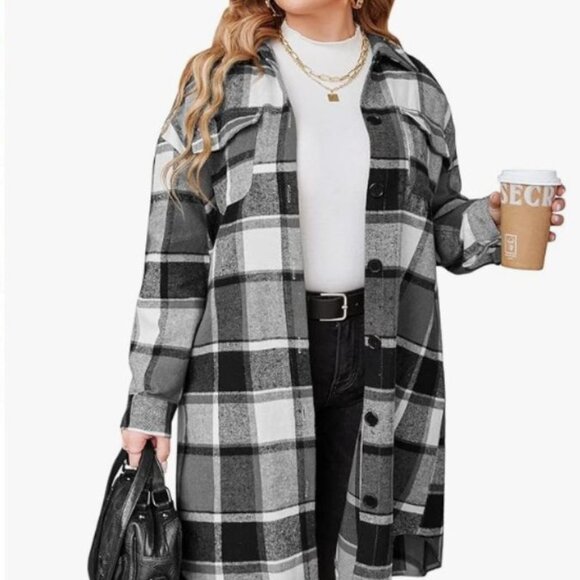 SHACKET WOMEN'S PLAID LONG SLEEVE SHIRT SHACKET - Picture 3 of 5